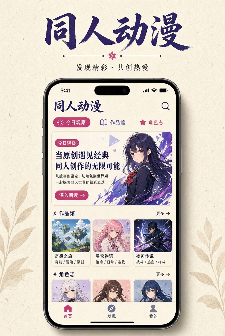 同人动漫移动阅读界面展示位置
